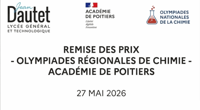 Remise des prix des Olympiades régionales de chimie de l'académie de Poitiers